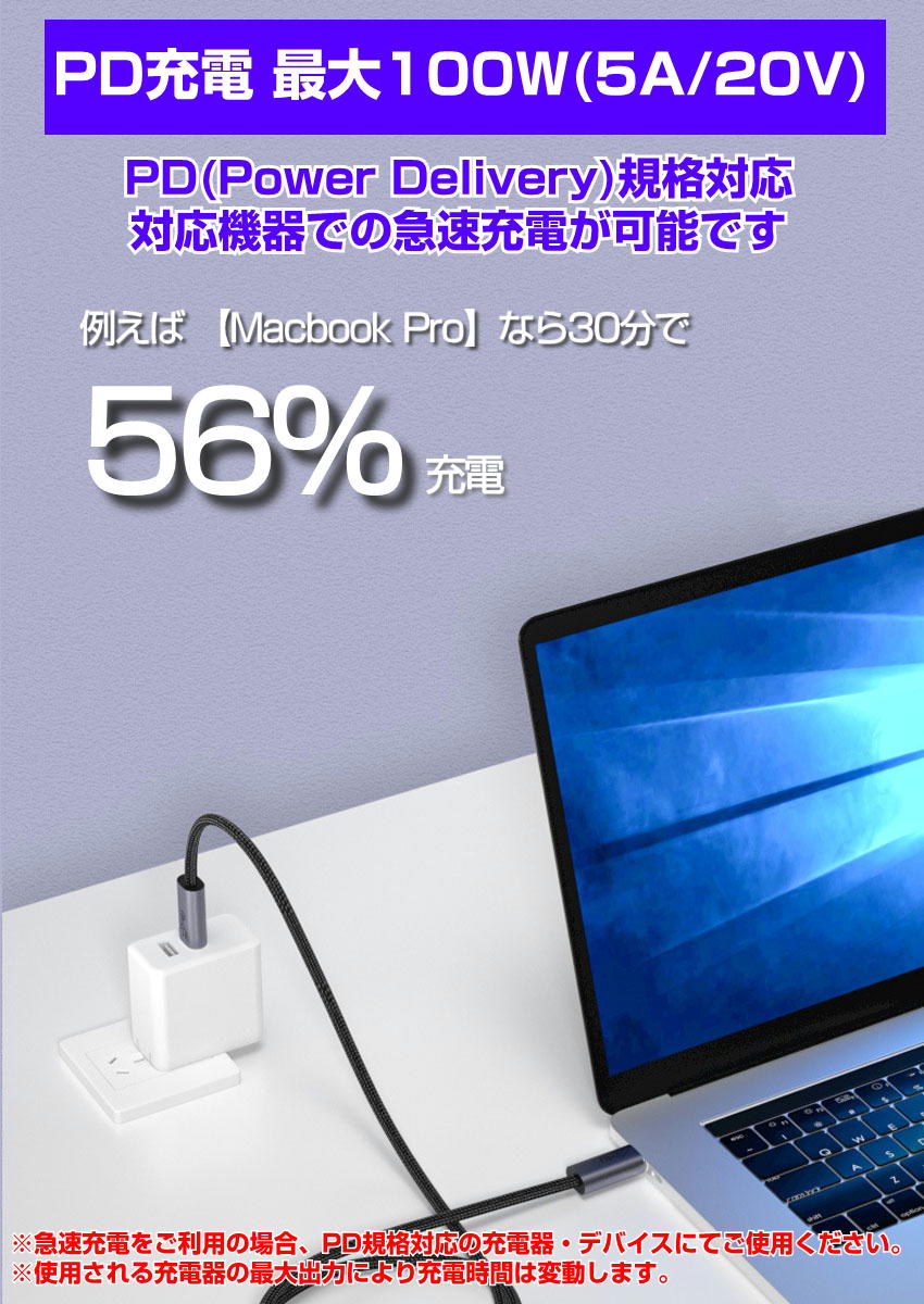 マート 1m 5A PD対応 急速 タイプC Macbook pd 映像出力機能 100w ケーブル 充電 充電ケーブル 20V 4K Android  PD充電 to type-c USB-C 2m Type-C 20Gbps Gen2x2 データ転送 8k E-MARKチップ usb3.2 高速  3m スマートフォン・タブレット用ケーブル・変換アダプター