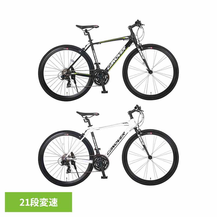 【完成品】CAC-028 KRNOS 33992自転車 クロスバイク 21段変速 CANOVER ブラック ホワイト【TD】 【代引不可】｜ゆにでのこづち