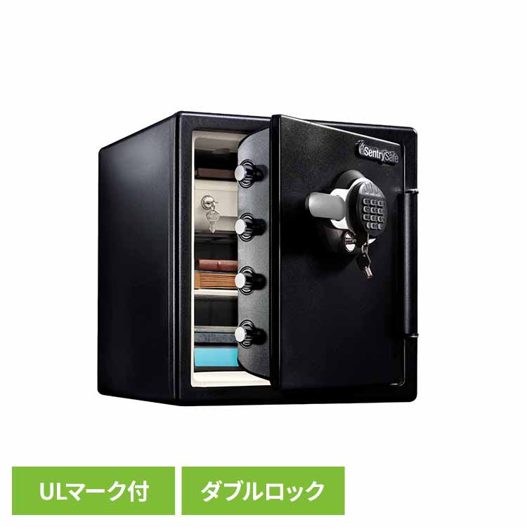 テンキー式1時間耐火・耐水金庫 ブラック JFW123GEL 金庫 耐火・耐水金庫 テンキー＋鍵式 容量：約33.6リットル 1時間耐火 防犯 マスターロックセントリー日本株式会社 【TD】 【代引不可】