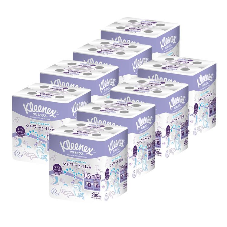 【8個セット】トイレットペーパー ダブル クリネックス 1.5倍長持ち トイレットペーパー シャワー用 無香料 35m ダブル 8ロール×8セット kleenex トイレットペーパー トイレットティシュー シャワー用 1.5倍 長持ち プリント 無香料 長巻 クリネックス