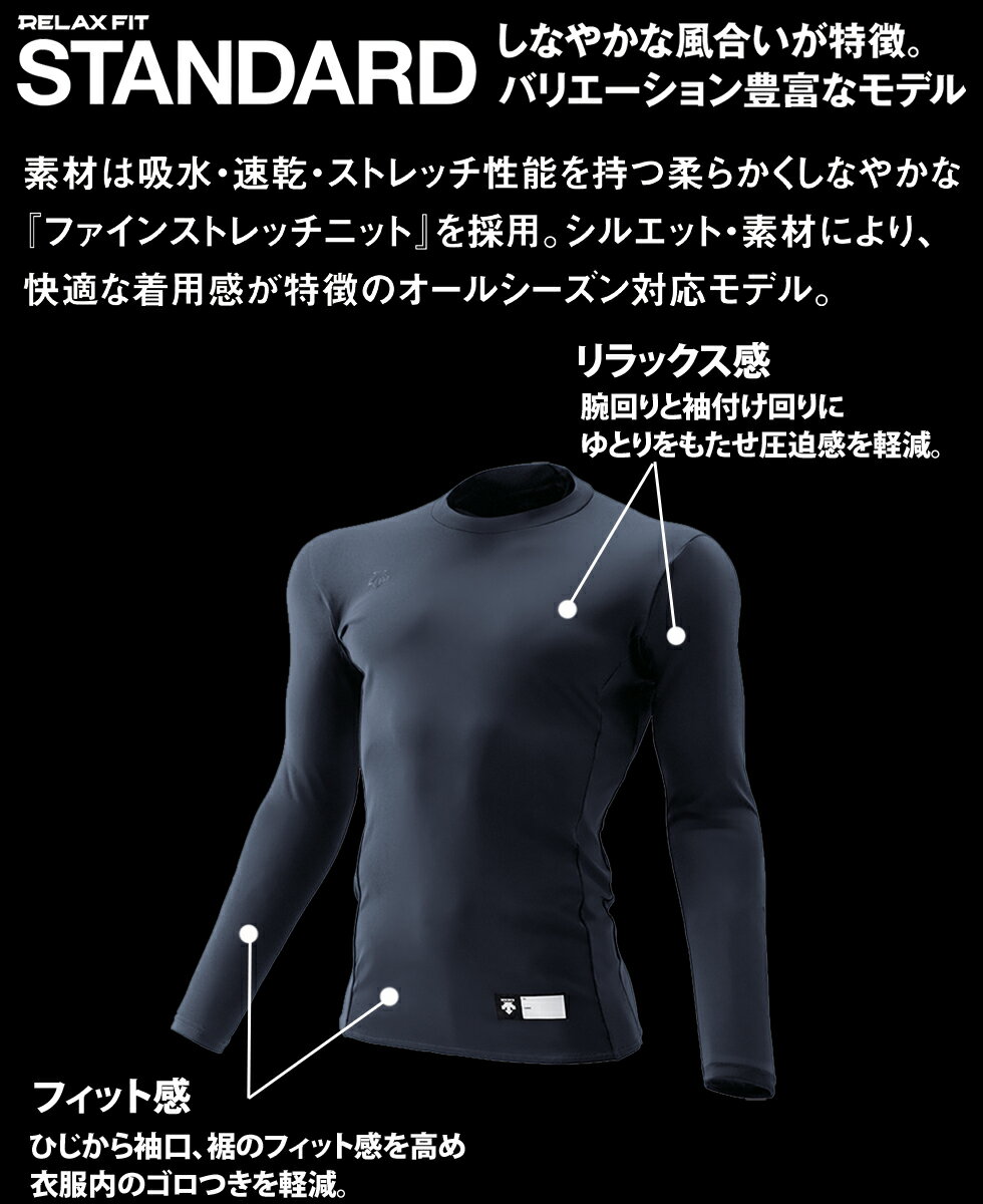 楽天市場 野球 アンダーシャツ 長袖 丸首 メンズ Descente デサント リラックスfit Std751 大人 男性 野球 ソフトボール ユニフォ