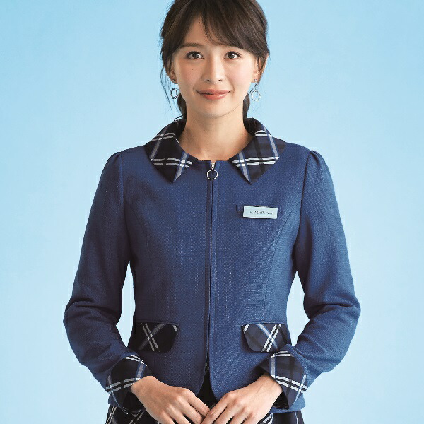 アンジョア ジャケット レディース 春夏 ブルー 5号 15号 事務服 制服 可愛い Mergertraininginstitute Com