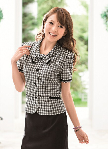 アンジョア オーバーブラウス 26230 半袖 レディース 春夏 黒 17号-19号 事務服 制服 可愛い 大きいサイズ