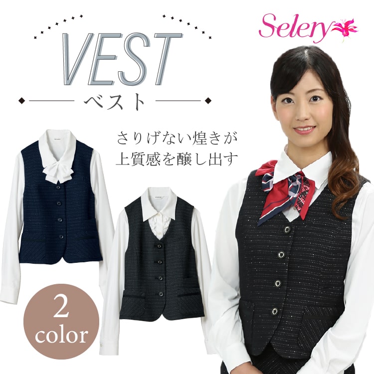 高評価のクリスマスプレゼント selery セロリー ベスト S-04171 S-04179 グレー ネイビー 事務服 オフィス オールシーズン  ホームクリーニング トゥインクルボーダー fucoa.cl