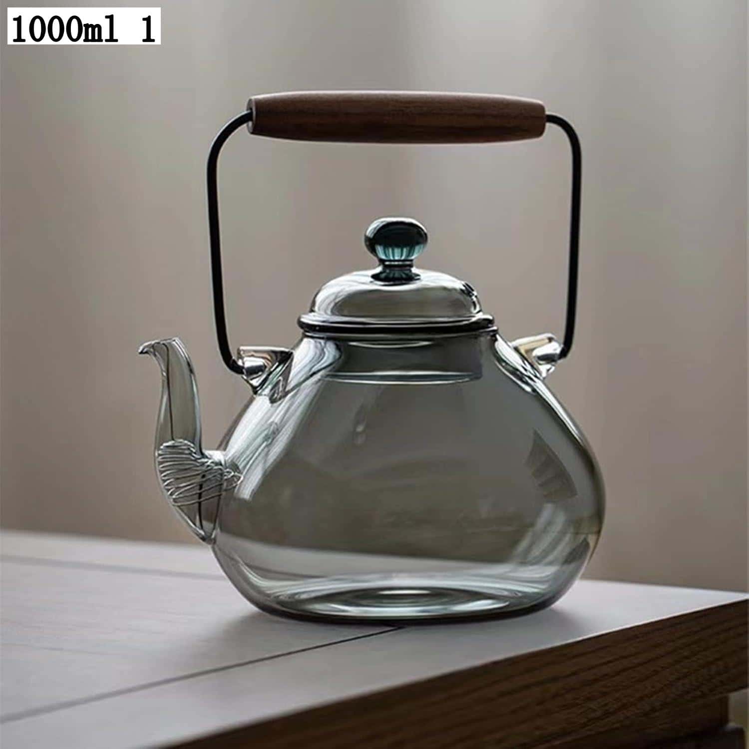 ティー急須 1000ml 茶こし付き 耐熱ガラス製 洗いやすい 軽量 おしゃれ 食洗機対応 ガラスティーポット 透明 大容量 緑茶 ハーブティー コーヒー急須 直火可 割れない 茶器