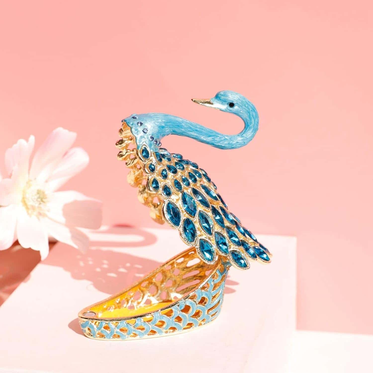 楽天市場】エナメル 白鳥 スワン ジュエリーボック 宝石箱 合金製