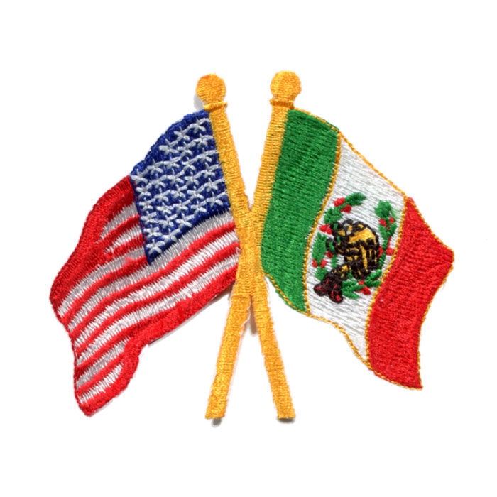 楽天市場 輸入ワッペン 544 アメリカ国旗 メキシコ国旗 Dm便選択可 アイロン接着 楽ギフ 包装 ユニマーク