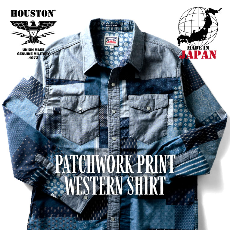Patchwork Shirt 全2色 Western Houston Shirt Official Print パッチワークプリントウエスタンシャツ Patchwork コットン リネン 麻 バティック カウボーイシャツ 長袖 パッチボタン 日本製 ユニオンネットストア ｕｎｉｏｎ 全2色 Online