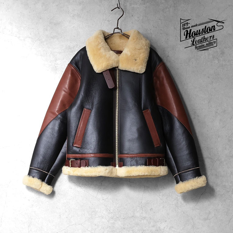 HOUSTON / ヒューストン 8233 MOUTON B-3 JACKET -2POCKET- / ムートンB-3ジャケット-2POCKET- -全2色- 革ジャン アメカジ ミリタリー MILITARY メンズ 大きいサイズ フライトジャケット LEATHER [8233]