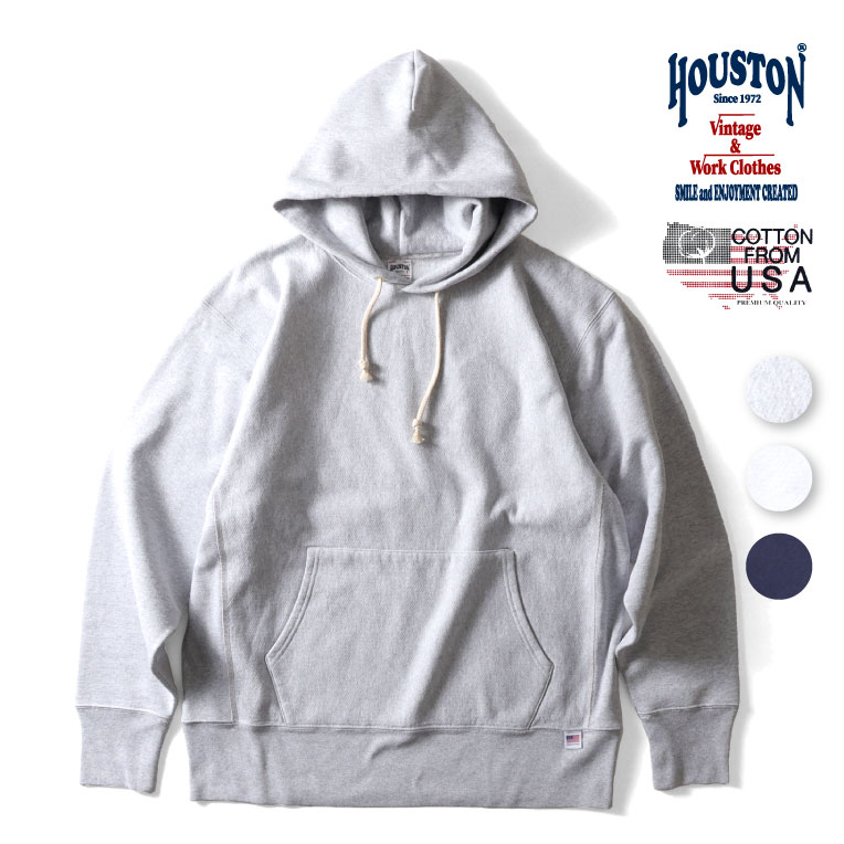 HOUSTON / ヒューストン 22178 U.S. COTTON R/V HOODIE / U.S.コットンフーディ -全3色- メンズ ミリタリー MILITARY アメカジ 無地 ビンテージ パーカー PARKA [22178]