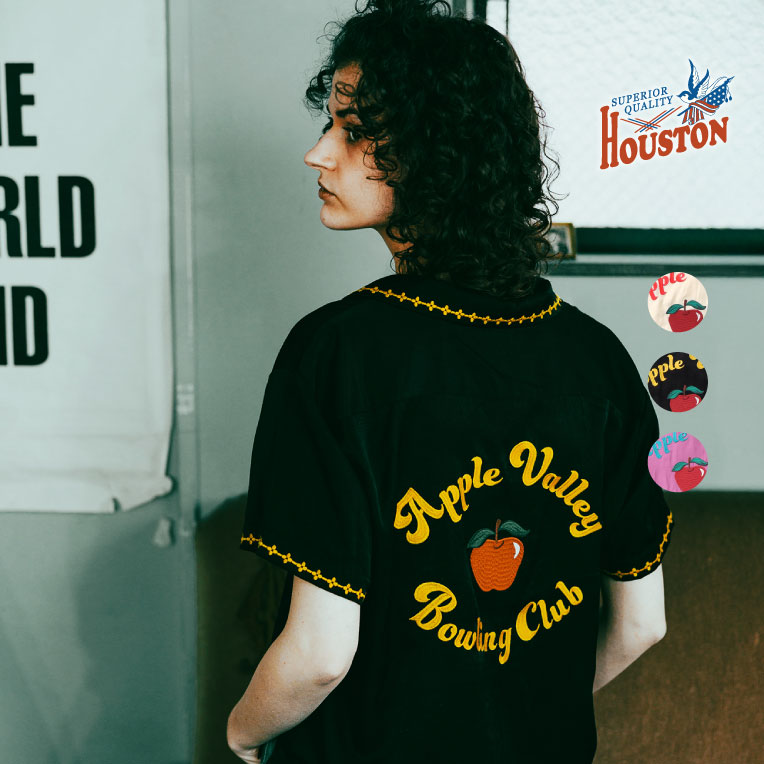 HOUSTON woman / ヒューストン ウーマン 4046W BOWLING SHIRT (APPLE) / ボウリングシャツ -全3色- 刺繍 半袖シャツ パイピング ヴィンテージ アメカジ ミリタリー [4046W] 7,654円