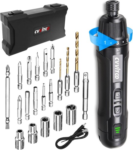 CVVITOO 電動ドライバー 3.6V コードレス ドライバーキット 電動トルク 6N.m 手動 20N.m 調整 USB Type-C 充電式 家庭用 小型家具 組み立て 修理 DIY