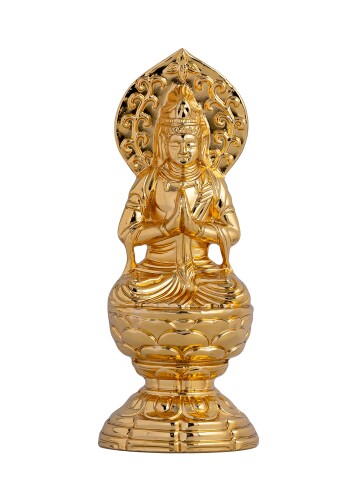 仏像 勢至菩薩 小 6.8cm（金メッキ/24金） 仏師：渡辺景秋 原型＿（午年生まれ）十二支守り本尊 干支 高岡銅器(せいしぼさつS)