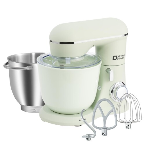 Kitchen in the box スタンドミキサー 4.5L+5Lダブルボウル 大容量 卓上ミキサー 10段階スピード調節 3種類アタッチメント付き 家庭用 業務用 こねる 混ぜる 泡立てる ライトグリーン