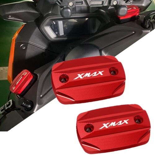 FOR XMAX300 XMAX250 XMAX 300 250 xmax300 xmax250 2018-2024 2025 オートバイCNCフロントブレーキフルードリザーバーキャップ装飾カバー保護カバー プライマリシリンダーキャップ (レッド,モノクロ)