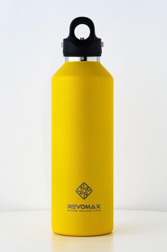 32oz 950ml 炭酸対応 約1リットル ステンレスボトル 18時間保温 36時間保冷 真空断熱 水筒 ギフト レボマックス (Acid Yellow)