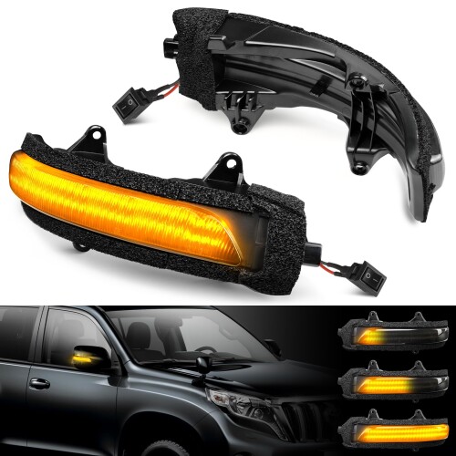 GemPro ランドクルーザー 200系 ランドクルーザープラド 150系 トヨタ適用 シーケンシャル ミラー ウインカー LED 全点滅と流れるウインカー 切り替えカスタム パーツ 車検対応 (スモーク)