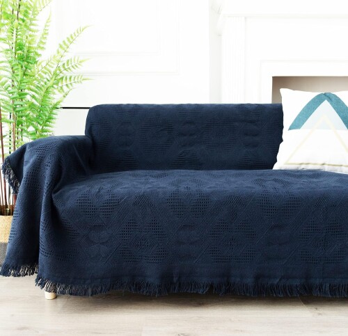 HomeFirst 北欧風 マルチカバー 長方形 マルチカバーソファー 300cm ソファーカバー 大判 ソファー ブランケット フリンジ付き 綿 ソファー 3人掛け カバー キズ 汚れ防止 両面使える 水洗い