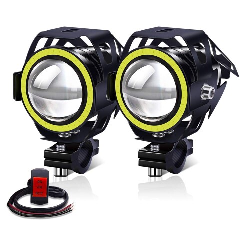 Aoling フォグランプ バイク 12V 24V LED ハイ?ロー?ストロボ切替 オートバイ補助ライト スポットライト ホワイトイカリング付きのヘッドライト ON/ON/OFFスイッチ付き 汎用車外灯 建築照明器 5,563円