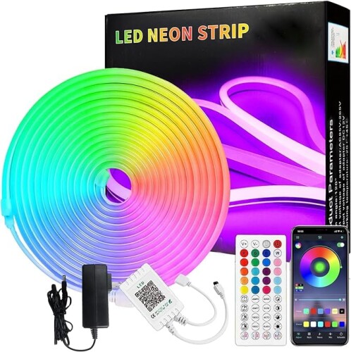 ネオンライト APP操作 RGB高輝度 EL蛍光チューブ管 10M IP68防水 LEDテープライト 切断可能 調光調色 DIY可能 ホーム 店舗 カラオケ ゲーム室 装飾用 間接照明