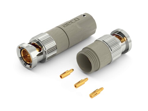 Aeco BNCプラグABC-1471、2pcs / 1set、75ohm、ゴールドメッキ、真空バッグ