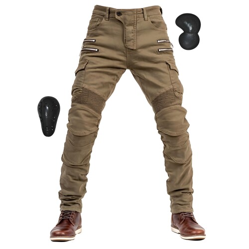 (RENHE) バイク用パンツ メンズ ライディングパンツ プロテクター ライダースパンツ 春夏秋冬 バイクズボン デニム レーシングパンツ ストレッチ素材 耐磨耗性 カーキ Lサイズ 7,650円