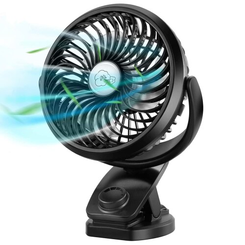Vanazo 卓上扇風機 USB扇風機 無段階風量調節 ８畳 クリップ 卓上 最大60時間連続使用 usb充電式 静音 強風 小型 USBファン パワフル送風 アロマ/虫除け機能 専用スポンジ付属 仕様：20x26cm…