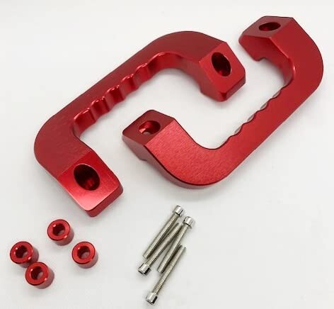 日産 NISSAN NV350 キャラバン E26型 アシストグリップ キャラバン ビレットグリップ フロント 交換 極厚アルミ アルミ製 左右 取っ手 汎用 純正交換 社外品 (レッド)画像