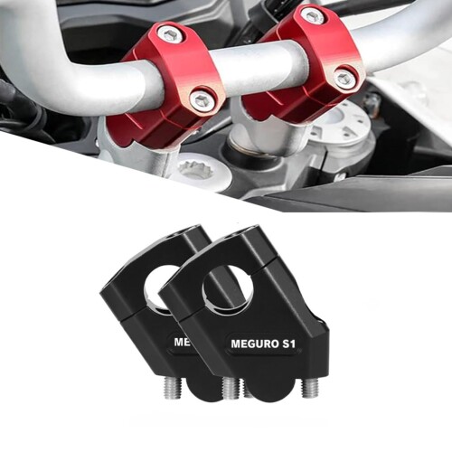 For メグロS1 MEGURO S1 meguros1 W230 W 230 w230 2023 2024 2025 オートバイハンドルリフターユニバーサル22 / 28mm径アルミ合金ライザークランプハンドルバーライザー (22mm,ブラック)