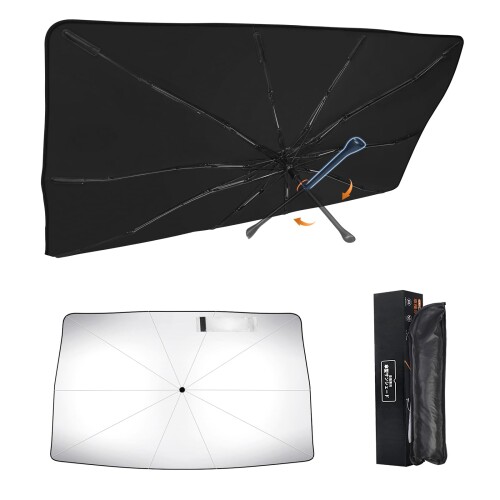 新型 ダイハツ タフト 3代目 LA900S/LA910S型 専用 傘型サンシェード 車種専用設計 360°回転可能 遮光 断熱UVカット フロントガラス用 10本骨グラスファイバー ワンタッチ収納 取付簡単 収納