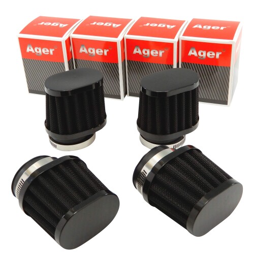 Ager 48mm オーバル パワーフィルター 黒x黒 4個