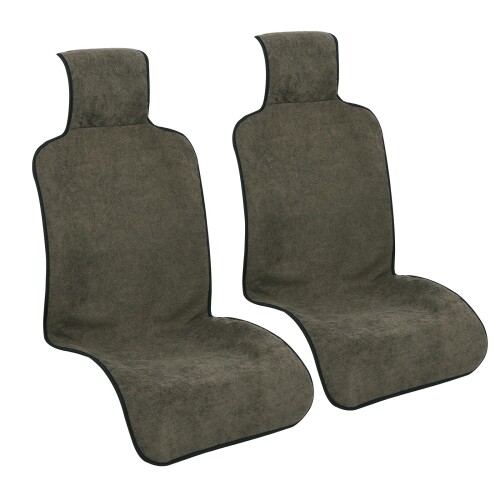TanYooシートカバー 防水シートカバー カーカバー前席用 軽/普通車適用 ずれにくい ヘッドレスト部と座面部一体型 おしゃれ三層構造 バックル付き 汎用 丸洗える (ブラウン ２枚セット)