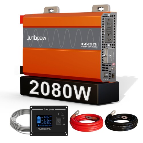 2080W純正弦波インバーター 12V DCから100V 110V AC変換 6000Wピーク出力 5V 2.1A USBポート搭載 静音ファン 高耐久コンデンサー内蔵 RV キャンピング トラック 緊急用 オフグリッド電源対応