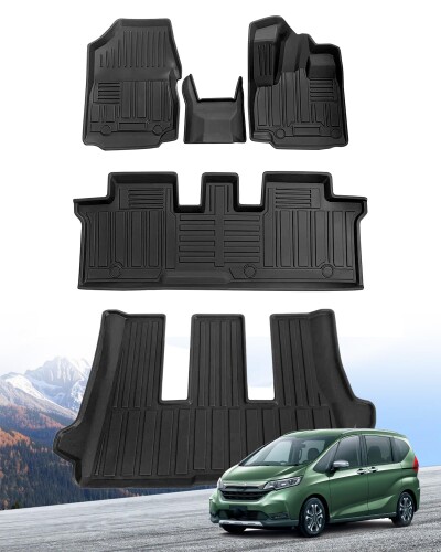 Hawjog ホンダ 新型フリード GB系専用 5点セット 3Dフロアマット+ラゲッジマット GB5/GB6/GB7/GB8 2016年9月~現行車対応 完全防水 TPE高級素材 抗菌防臭 滑り防止設計 車種専用立体成型