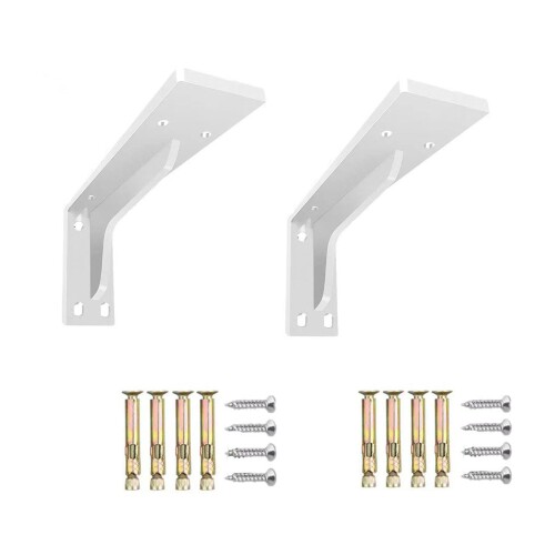 GPOKOMM　12inch30cm棚受け金具　l字　棚ブラケット　アイアンブラケット　耐荷重120kg　錆びない素材　棚支え　壁棚受け金具　棚の補強ブラケット（2個入り-ホワイト）