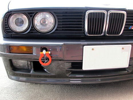 [牽引フック]E30 BMW 3シリーズ_S57～H2(フロント)用レーシングフック(可倒タイプ)