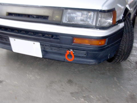 [牽引フック]AE86 レビン・トレノ_S58/5～S62/5(フロント)用レーシングフック(可倒タイプ)