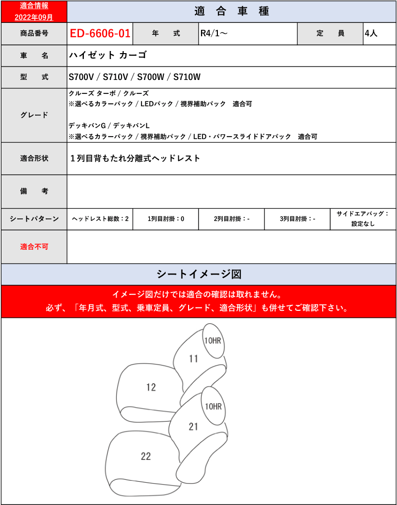 クラッツィオ ハイゼット カーゴ S700V/S710V シートカバー 1台分 ED