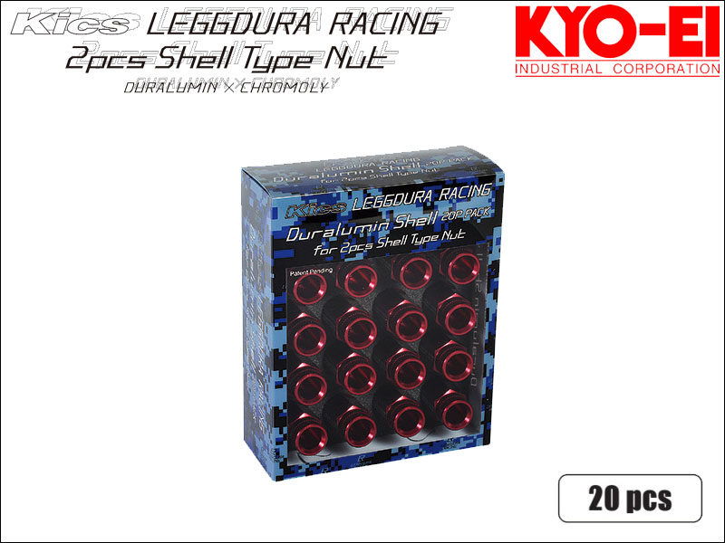 [KYO-EI_Kics]レデューラレーシング ホイールナット用アルミシェル(ローレットタイプ_RL53)レッド20個入【SLRNR2】｜シート・レール専門ユニプロ