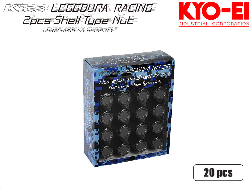 [KYO-EI_Kics]レデューラレーシング ホイールナット用アルミシェル(クローズドエンドタイプ全長53mm用)ブラック20個入【SLNK532】｜シート・レール専門ユニプロ