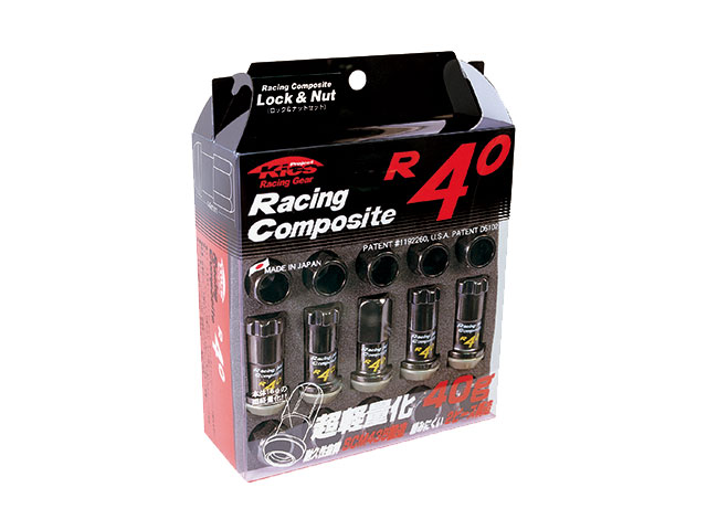 [KYO-EI]レーシングコンポジットR40 ホイールナット＆ロックセット［M12×P1.5 or P1.25×グロリアスブラック］
