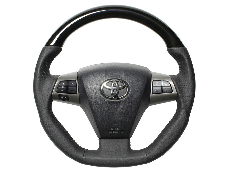 [REAL]30系 RAV4(H24/12～H28/8_後期)用レアルステアリング_ブラックウッド(ブラックステッチ)［オリジナルシリーズ]