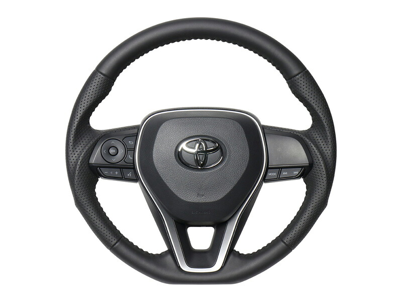 [REAL]50系 RAV4_PHV除く(H31/4～)用レアルステアリング_オールレザー(ブラックステッチ)［オリジナルシリーズ]