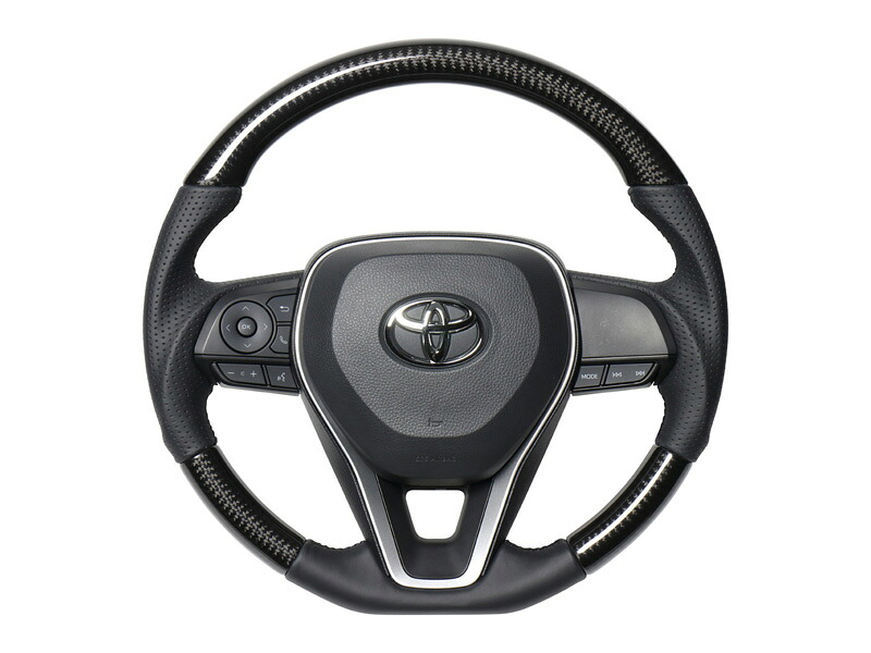[REAL]50系 RAV4_PHV除く(H31/4～)用レアルステアリング_ブラックカーボン(ブラックユーロステッチ)［プレミアムシリーズ]｜シート・レール専門ユニプロ