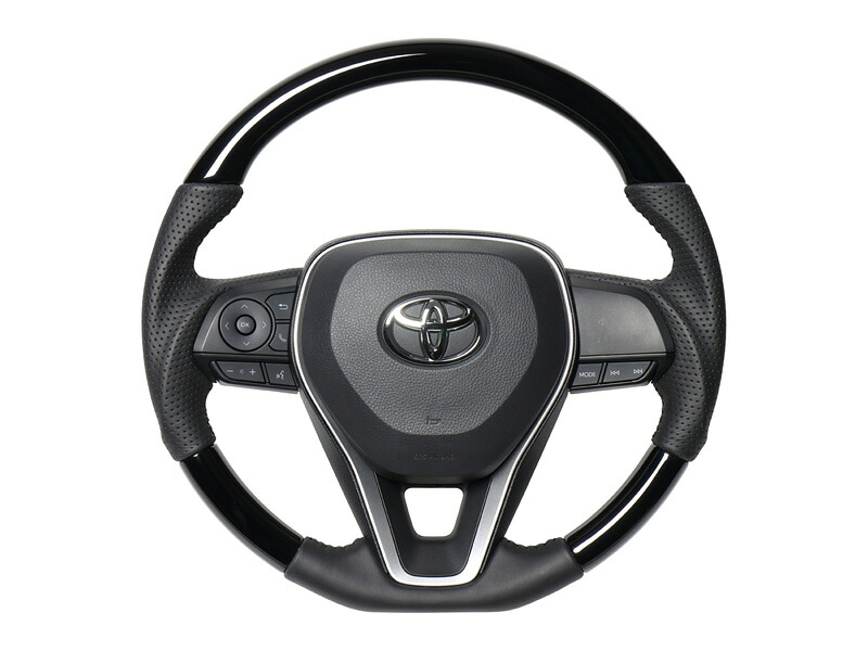 [REAL]50系 RAV4_PHV除く(H31/4～)用レアルステアリング_ピアノブラック(ブラックステッチ)［オリジナルシリーズ]