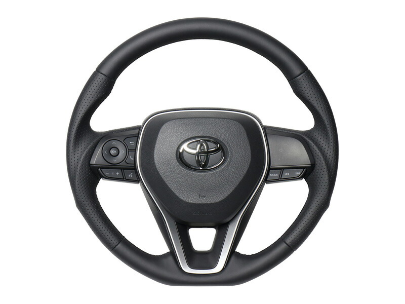 [REAL]50系 RAV4_PHV除く(H31/4～)用レアルステアリング_ナッパオールレザー(ブラックユーロステッチ)［プレミアムシリーズ]