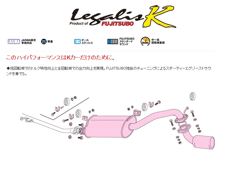 [フジツボ]CT21S ワゴンR(NA/2WD)用マフラー(レガリスK )｜シート・レール専門ユニプロ