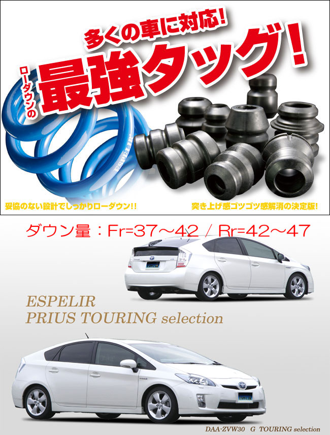 [ESPELIR]ZVW30 プリウス(前期/純正17inch)用スーパーダウンサス+バンプラバー