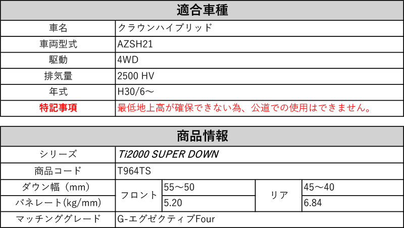 Rs R Ti00 Super Down Azsh21 クラウンハイブリッド G エグゼクティブfour 4wd 2500 Hv H30 6 用競技専用ダウンサス T964ts Rvcconst Com