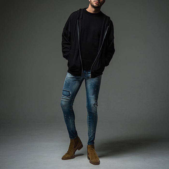 RESOUND CLOTHING リサウンドクロージング RC29-C-003 fries zip loose hoodie 黒いこと フライス ジップ フーディー パーカー リサウンド ヴィンテージ フライス 濫りがわしい ジップパーカー 2023年秋冬 貨物輸送無料